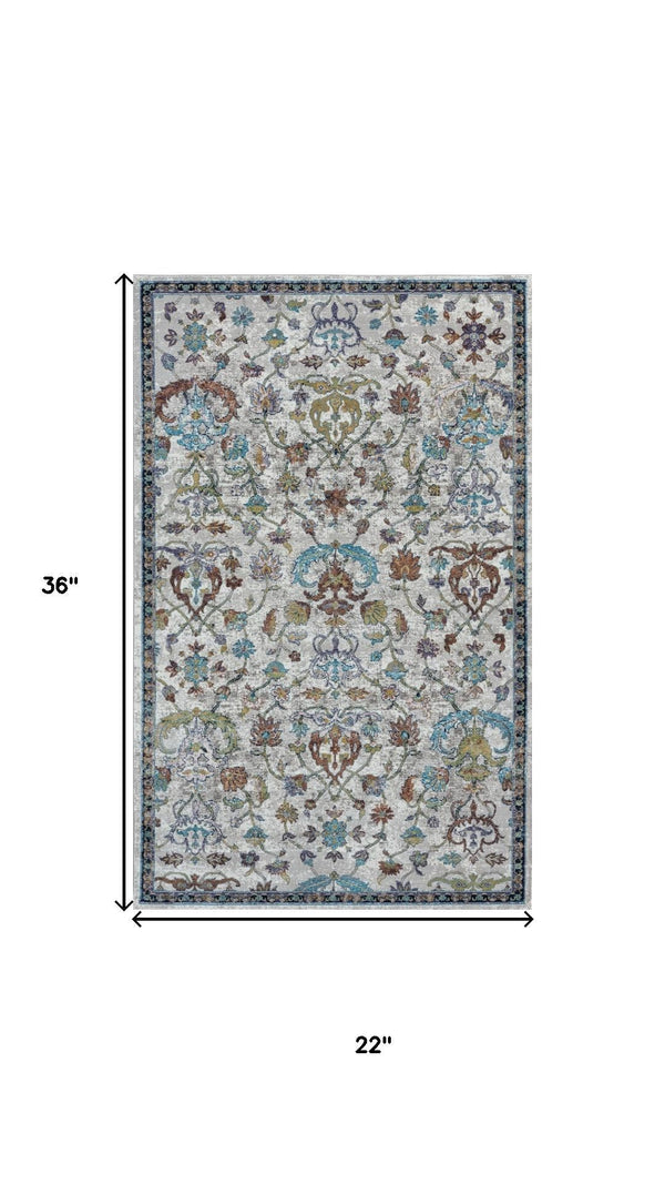 HomeRoots 4' Blue & Sky Blue Floral Area Rug - Durable, Soft, Stain-Resistant Design for Living Rooms & More 712792