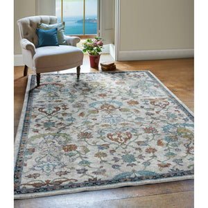HomeRoots 4' Blue & Sky Blue Floral Area Rug - Durable, Soft, Stain-Resistant Design for Living Rooms & More 712792