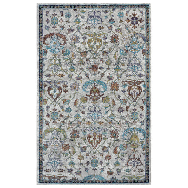HomeRoots 4' Blue & Sky Blue Floral Area Rug - Durable, Soft, Stain-Resistant Design for Living Rooms & More 712792