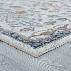 HomeRoots 4' Blue & Sky Blue Floral Area Rug - Durable, Soft, Stain-Resistant Design for Living Rooms & More 712792
