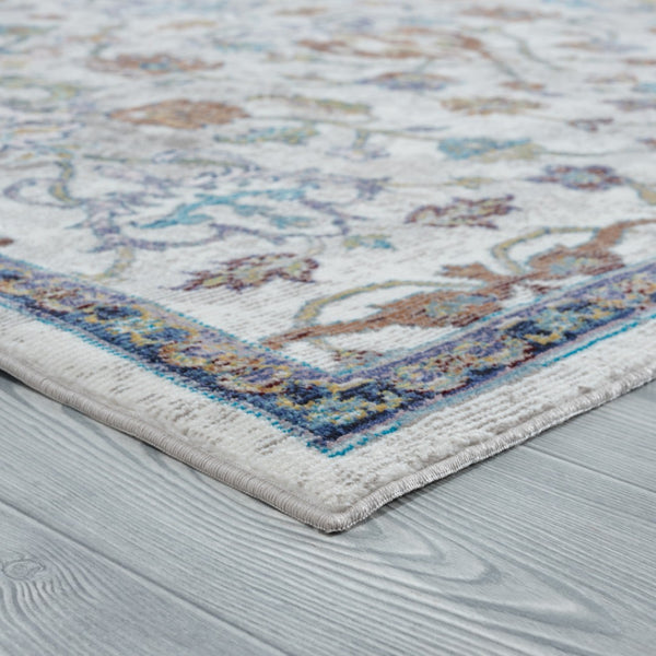HomeRoots 4' Blue & Sky Blue Floral Area Rug - Durable, Soft, Stain-Resistant Design for Living Rooms & More 712792