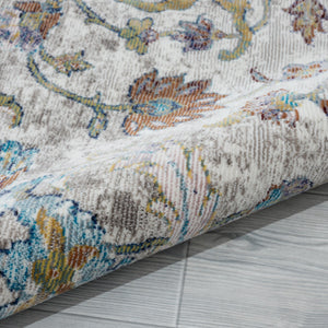 HomeRoots 4' Blue & Sky Blue Floral Area Rug - Durable, Soft, Stain-Resistant Design for Living Rooms & More 712792