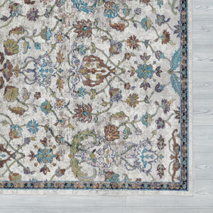 HomeRoots 4' Blue & Sky Blue Floral Area Rug - Durable, Soft, Stain-Resistant Design for Living Rooms & More 712792