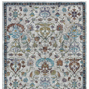 HomeRoots 4' Blue & Sky Blue Floral Area Rug - Durable, Soft, Stain-Resistant Design for Living Rooms & More 712792