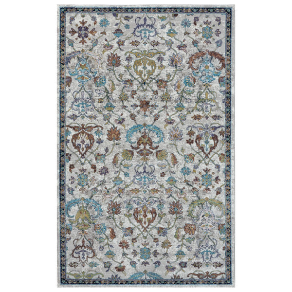 HomeRoots 4' Blue & Sky Blue Floral Area Rug - Durable, Soft, Stain-Resistant Design for Living Rooms & More 712792