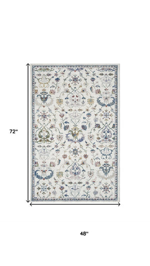 HomeRoots 5' X 8' Blue & Sky Blue Floral Area Rug - Timeless Design for Classic, Rustic & Contemporary Spaces 712793