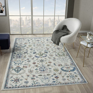 HomeRoots 5' X 8' Blue & Sky Blue Floral Area Rug - Timeless Design for Classic, Rustic & Contemporary Spaces 712793