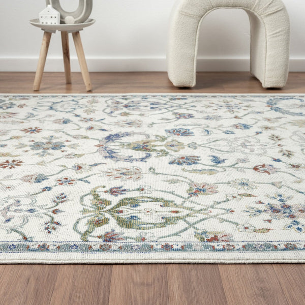 HomeRoots 5' X 8' Blue & Sky Blue Floral Area Rug - Timeless Design for Classic, Rustic & Contemporary Spaces 712793