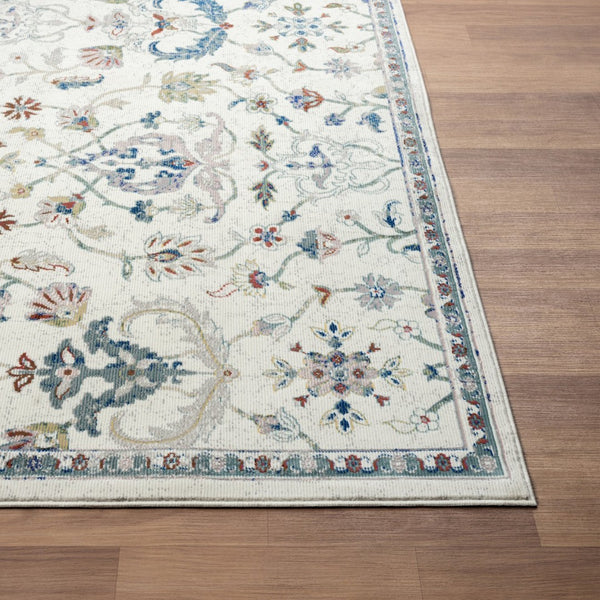 HomeRoots 5' X 8' Blue & Sky Blue Floral Area Rug - Timeless Design for Classic, Rustic & Contemporary Spaces 712793