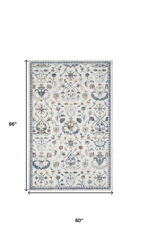 HomeRoots 9' Beige and White Hand-Tufted Wool Floral Area Rug - Timeless Style for Living Rooms & Bedrooms 712794