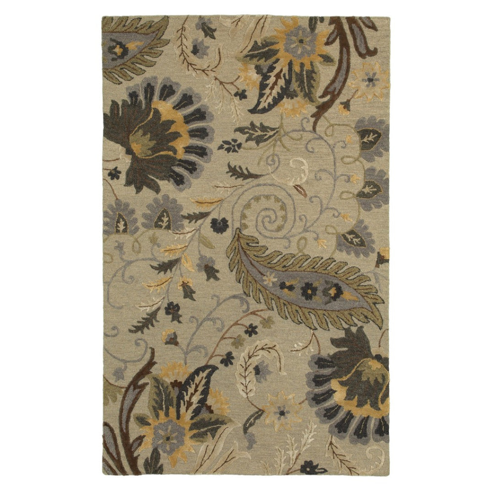 HomeRoots 9' X 12' Hand-Tufted Wool Area Rug in Gray & Slate Gray with Elegant Floral Design for Comfort 712795