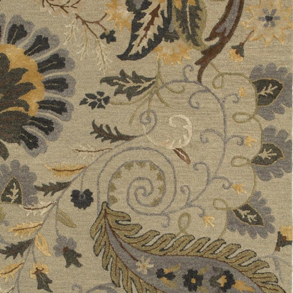 HomeRoots 9' X 12' Hand-Tufted Wool Area Rug in Gray & Slate Gray with Elegant Floral Design for Comfort 712795