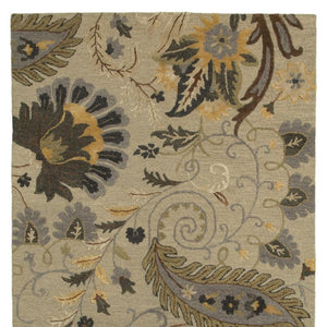 HomeRoots 9' X 12' Hand-Tufted Wool Area Rug in Gray & Slate Gray with Elegant Floral Design for Comfort 712795