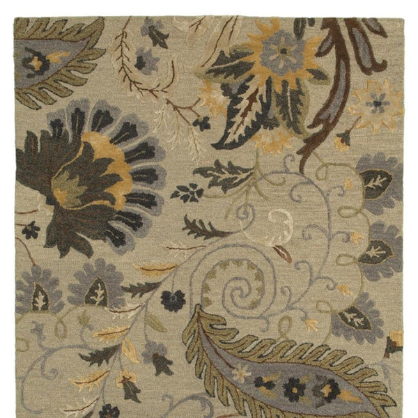 HomeRoots 9' X 12' Hand-Tufted Wool Area Rug in Gray & Slate Gray with Elegant Floral Design for Comfort 712795