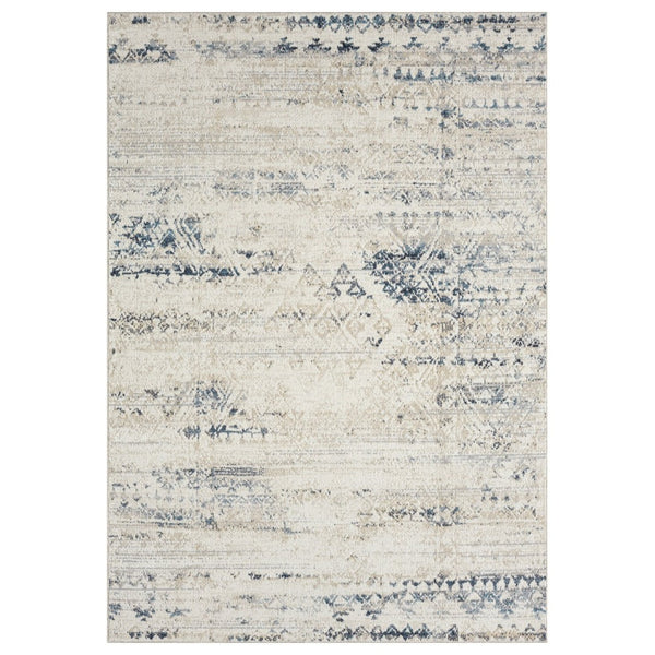 HomeRoots 8' X 10' Bohemian Blue & Sky Blue Tribal Distressed Area Rug - Washable, Durable, Pet-Friendly Home Decor 712799
