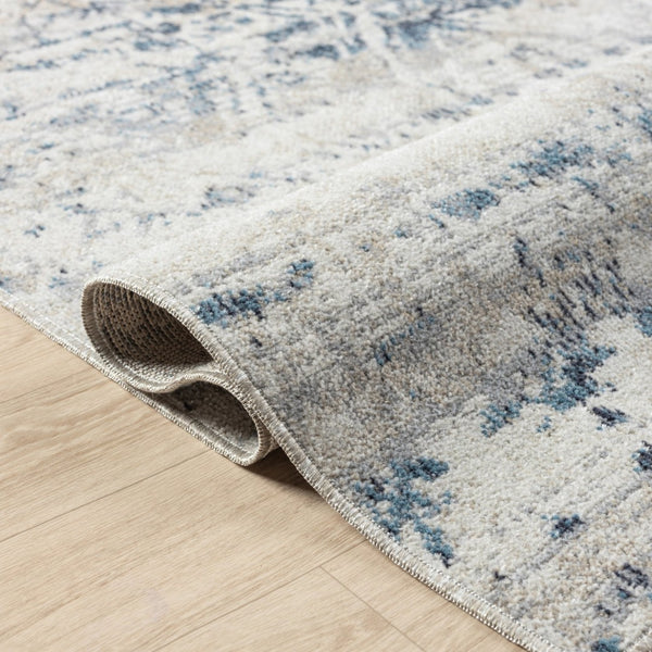 HomeRoots 8' X 10' Bohemian Blue & Sky Blue Tribal Distressed Area Rug - Washable, Durable, Pet-Friendly Home Decor 712799