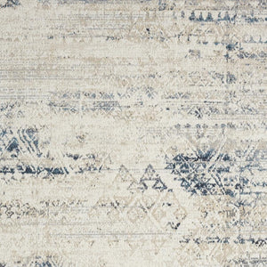 HomeRoots 8' X 10' Bohemian Blue & Sky Blue Tribal Distressed Area Rug - Washable, Durable, Pet-Friendly Home Decor 712799