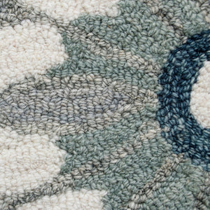 HomeRoots 7' Hand-Tufted Wool Runner Rug in Blue and Sky Blue Floral Design for Charming Hallways & Entryways 712808