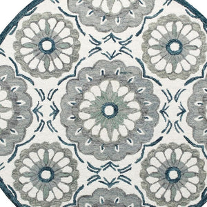 HomeRoots 7' Hand-Tufted Wool Runner Rug in Blue and Sky Blue Floral Design for Charming Hallways & Entryways 712808