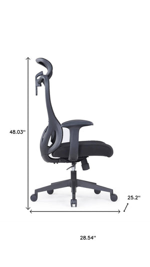 HomeRoots Black Ergonomic Adjustable Height Swivel Office Chair with Lumbar Support and Breathable Mesh Back 712835