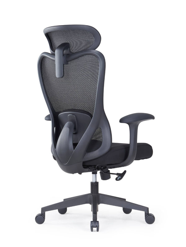 HomeRoots Black Ergonomic Adjustable Height Swivel Office Chair with Lumbar Support and Breathable Mesh Back 712835