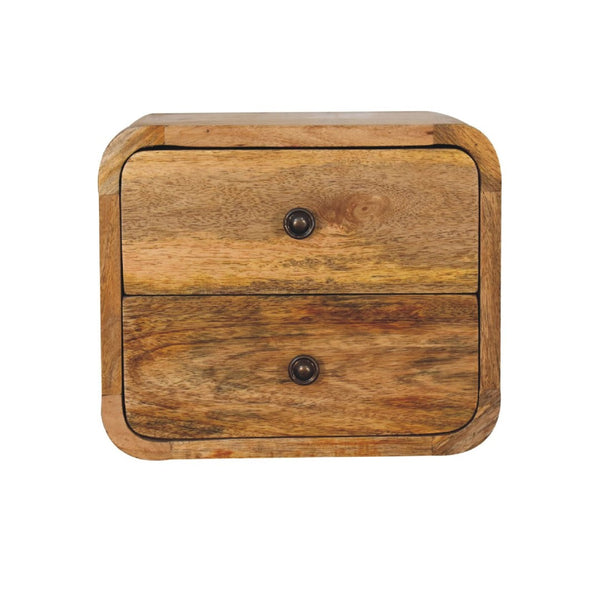 HomeRoots 18" Brown Solid Wood Floating Nightstand - Elegant & Space-Saving Bedside Storage with Curved Design 712838