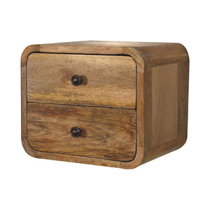 HomeRoots 18" Brown Solid Wood Floating Nightstand - Elegant & Space-Saving Bedside Storage with Curved Design 712838