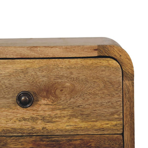 HomeRoots 18" Brown Solid Wood Floating Nightstand - Elegant & Space-Saving Bedside Storage with Curved Design 712838