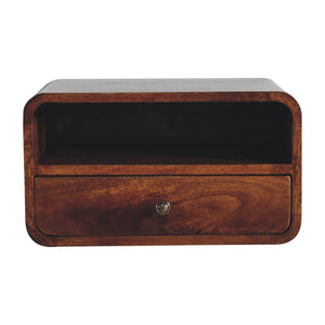 HomeRoots 18" Brown Solid Wood Floating Nightstand - Stylish Wall-Mounted Storage for Modern & Rustic Decor 712839
