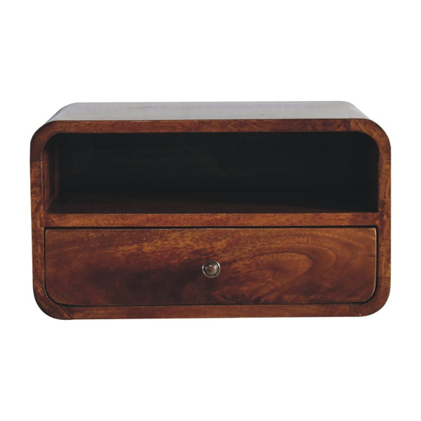HomeRoots 18" Brown Solid Wood Floating Nightstand - Stylish Wall-Mounted Storage for Modern & Rustic Decor 712839