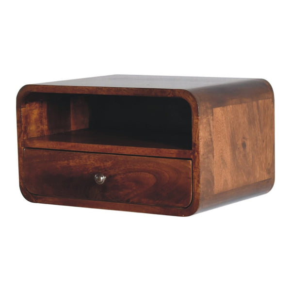 HomeRoots 18" Brown Solid Wood Floating Nightstand - Stylish Wall-Mounted Storage for Modern & Rustic Decor 712839