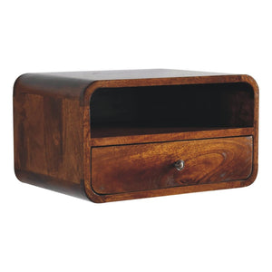 HomeRoots 18" Brown Solid Wood Floating Nightstand - Stylish Wall-Mounted Storage for Modern & Rustic Decor 712839