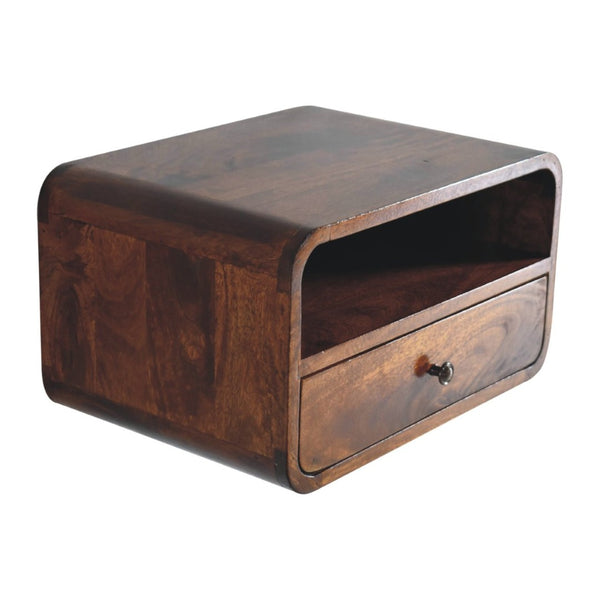 HomeRoots 18" Brown Solid Wood Floating Nightstand - Stylish Wall-Mounted Storage for Modern & Rustic Decor 712839