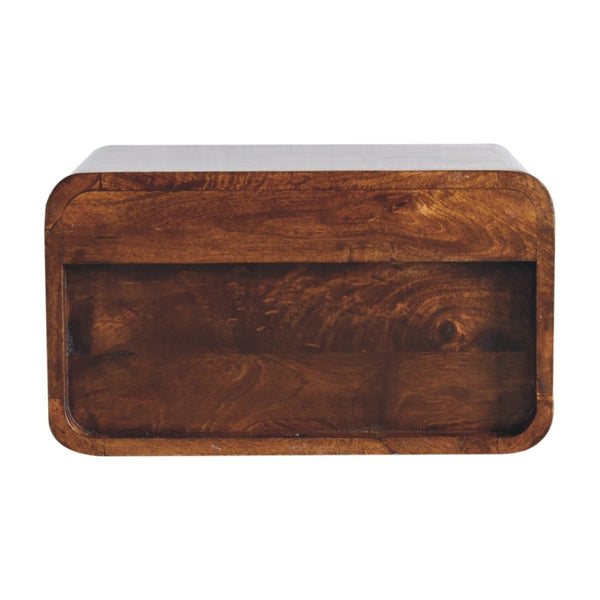 HomeRoots 18" Brown Solid Wood Floating Nightstand - Stylish Wall-Mounted Storage for Modern & Rustic Decor 712839