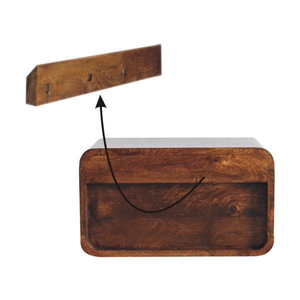 HomeRoots 18" Brown Solid Wood Floating Nightstand - Stylish Wall-Mounted Storage for Modern & Rustic Decor 712839