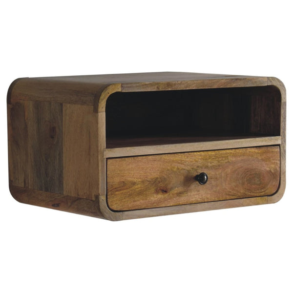 HomeRoots 18" Handcrafted Brown Solid Wood Floating Nightstand - Modern Wall-Mounted Storage for Any Room 712840