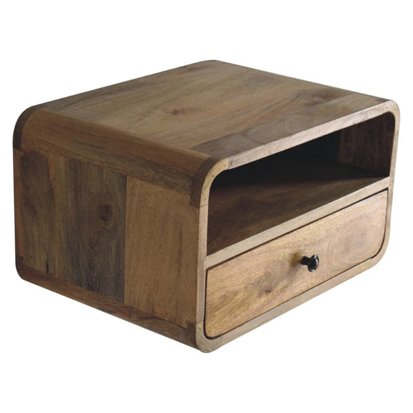 HomeRoots 18" Handcrafted Brown Solid Wood Floating Nightstand - Modern Wall-Mounted Storage for Any Room 712840