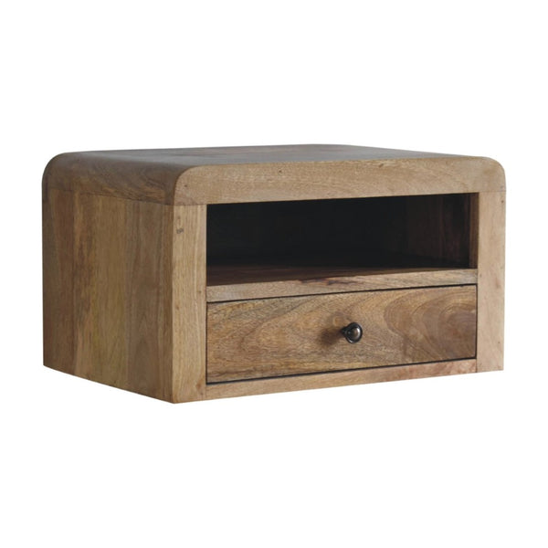 HomeRoots 22" Elegant Solid Wood Floating Nightstand with Drawer & Shelf for Stylish Bedroom Organization 712841