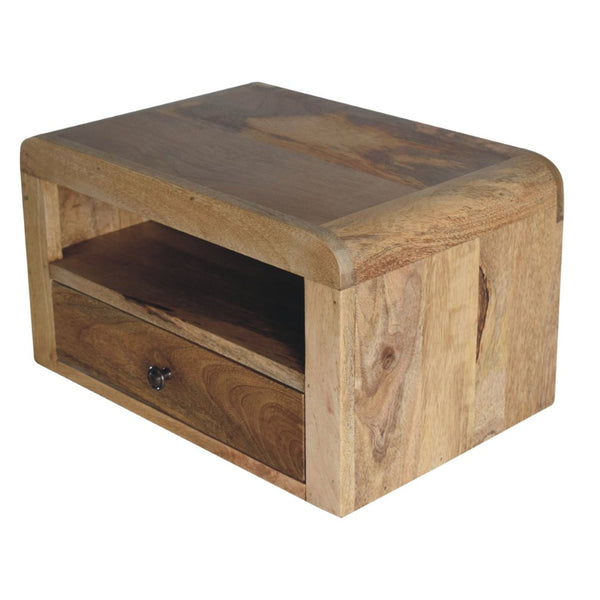 HomeRoots 22" Elegant Solid Wood Floating Nightstand with Drawer & Shelf for Stylish Bedroom Organization 712841