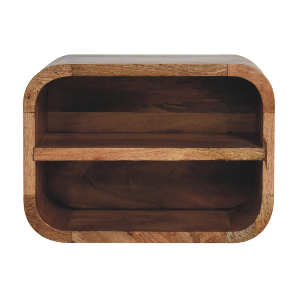 HomeRoots 21" Rustic Brown Solid Wood Nightstand with Two Drawers & Open Shelf for Smart Bedroom Storage 712843
