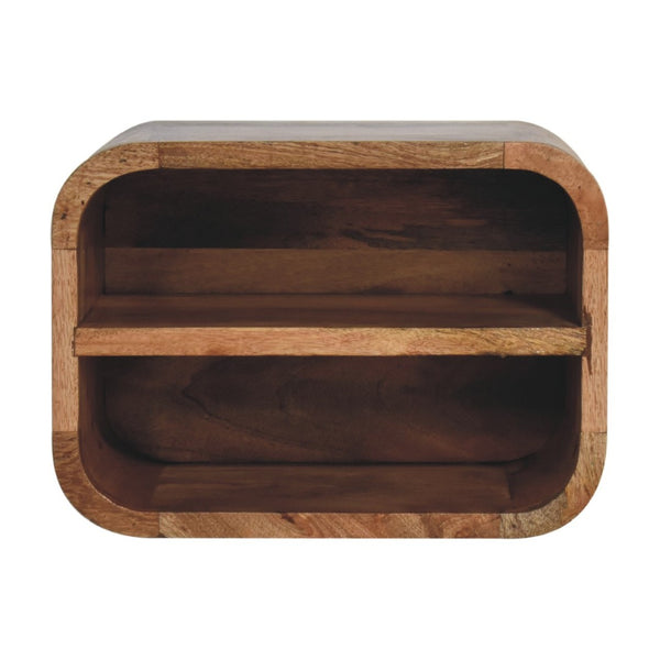 HomeRoots 21" Rustic Brown Solid Wood Nightstand with Two Drawers & Open Shelf for Smart Bedroom Storage 712843