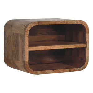 HomeRoots 21" Rustic Brown Solid Wood Nightstand with Two Drawers & Open Shelf for Smart Bedroom Storage 712843