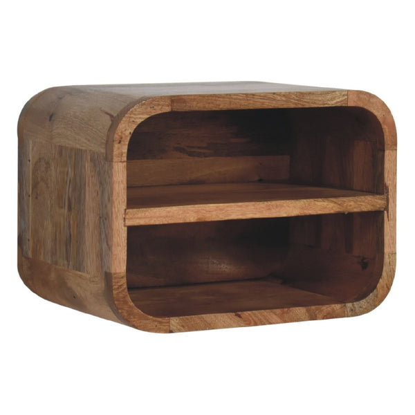 HomeRoots 21" Rustic Brown Solid Wood Nightstand with Two Drawers & Open Shelf for Smart Bedroom Storage 712843