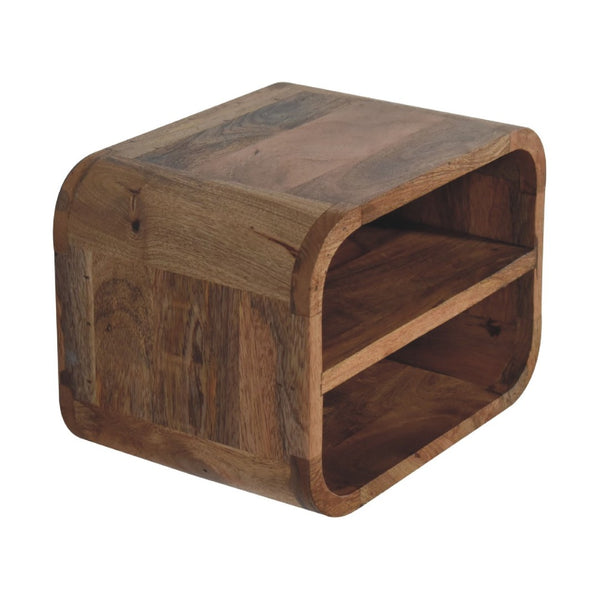 HomeRoots 21" Rustic Brown Solid Wood Nightstand with Two Drawers & Open Shelf for Smart Bedroom Storage 712843