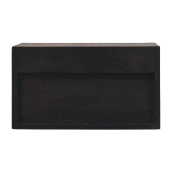 HomeRoots 18" Rustic Solid Mango Wood Floating Nightstand with Geometric Carving, Drawer & Versatile Shelf 712845