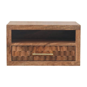 HomeRoots 12" Rustic Solid Wood Floating Nightstand with Drawer - Stylish Space-Saving Bedside Table Solution 712846