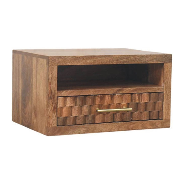 HomeRoots 12" Rustic Solid Wood Floating Nightstand with Drawer - Stylish Space-Saving Bedside Table Solution 712846
