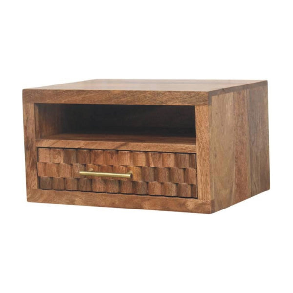 HomeRoots 12" Rustic Solid Wood Floating Nightstand with Drawer - Stylish Space-Saving Bedside Table Solution 712846