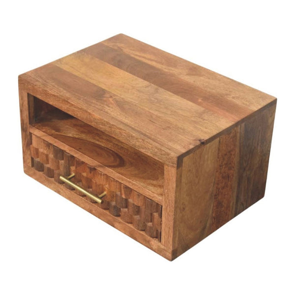 HomeRoots 12" Rustic Solid Wood Floating Nightstand with Drawer - Stylish Space-Saving Bedside Table Solution 712846