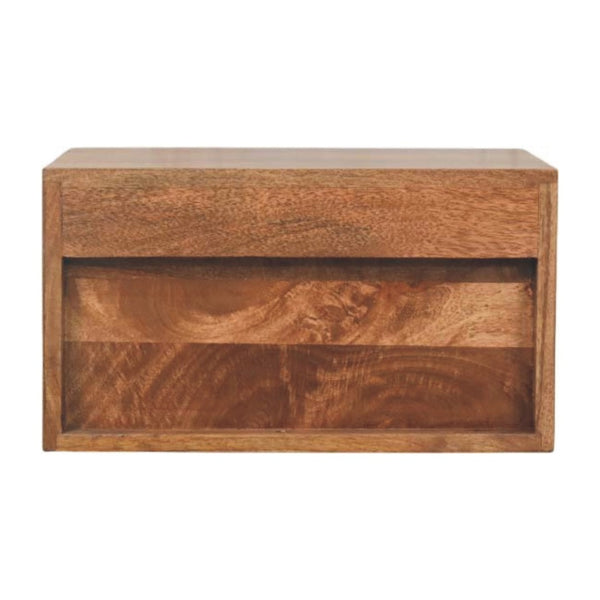 HomeRoots 12" Rustic Solid Wood Floating Nightstand with Drawer - Stylish Space-Saving Bedside Table Solution 712846